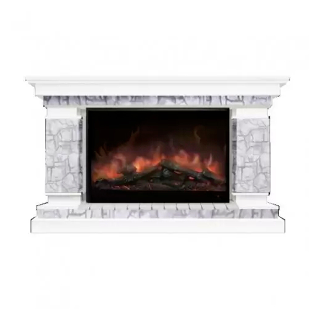 Каминокомплект Glenrich Лорд 10 Premier S10 камень Карелия, шпон белый