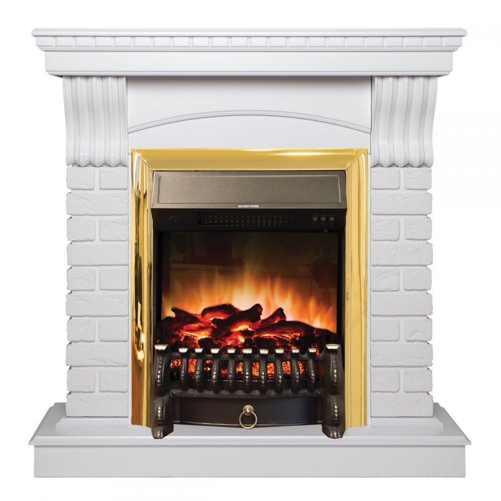 Электрокамин RealFlame  Jazz WT с очагом Fobos Lux Brass