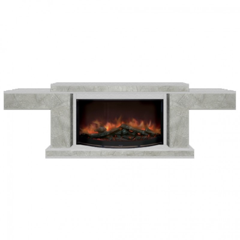 Каминокомплект Glenrich Тауэр Rondo S86 камень марсель, шпон беленый дуб