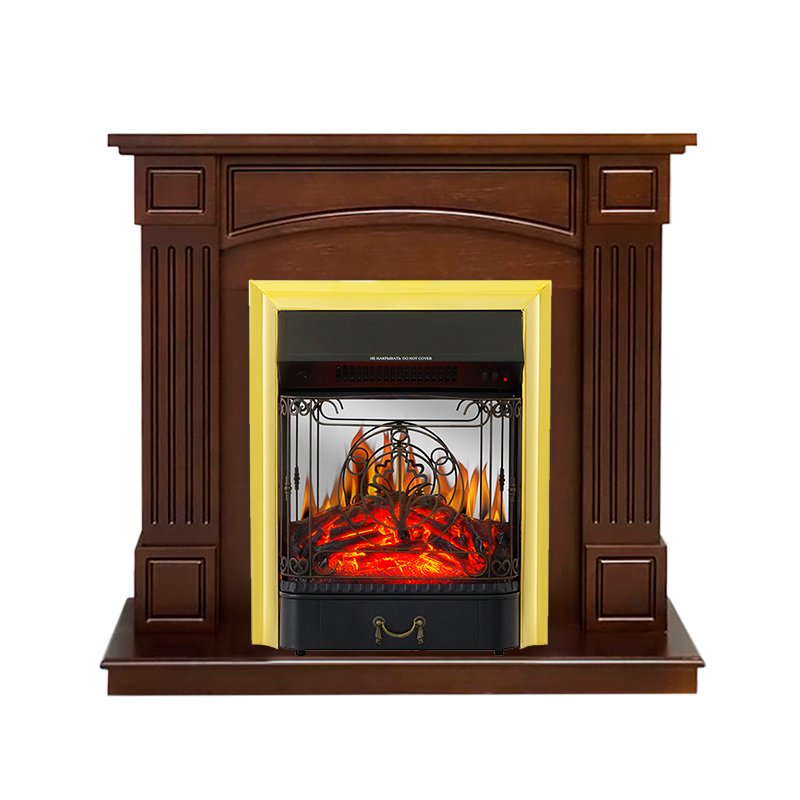 Каминокомплект Royal Flame  Boston - Темный дуб (Высота 92.5см) с очагом Majestic FX M Brass