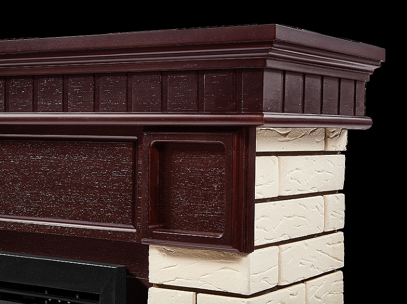 Портал Firelight Bricks 25 камень бежевый, шпон темный дуб