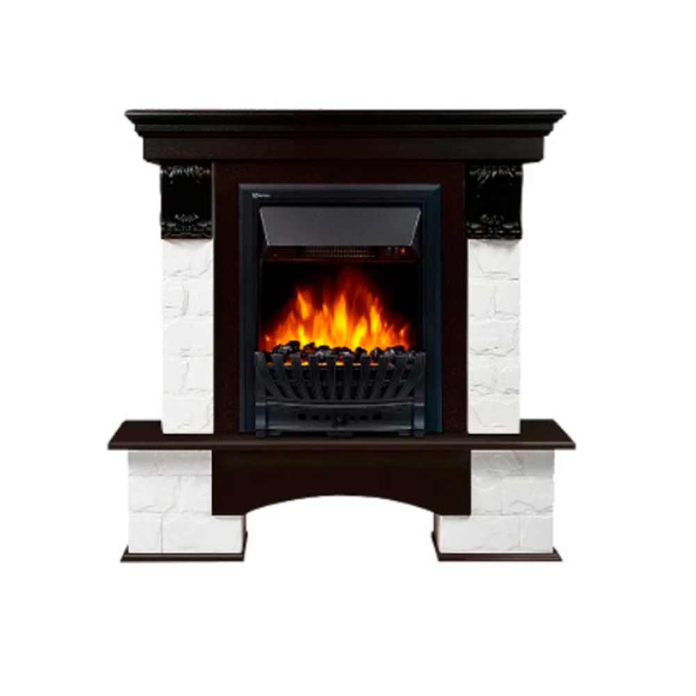 Каминокомплект Electrolux Forte Classic с очагом Classic EFP/P-1020LS камень белый, шпон венге