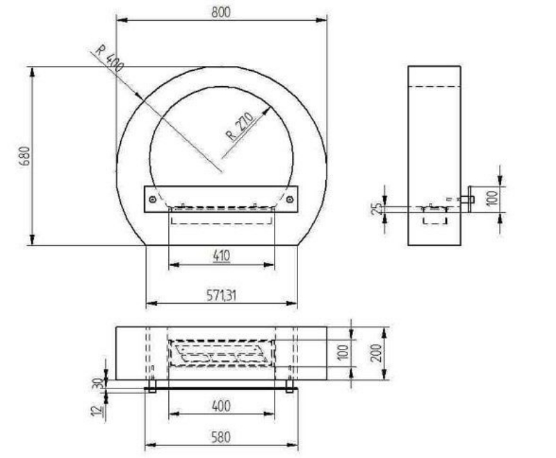 Биокамин настенный Zefire Barrel белый