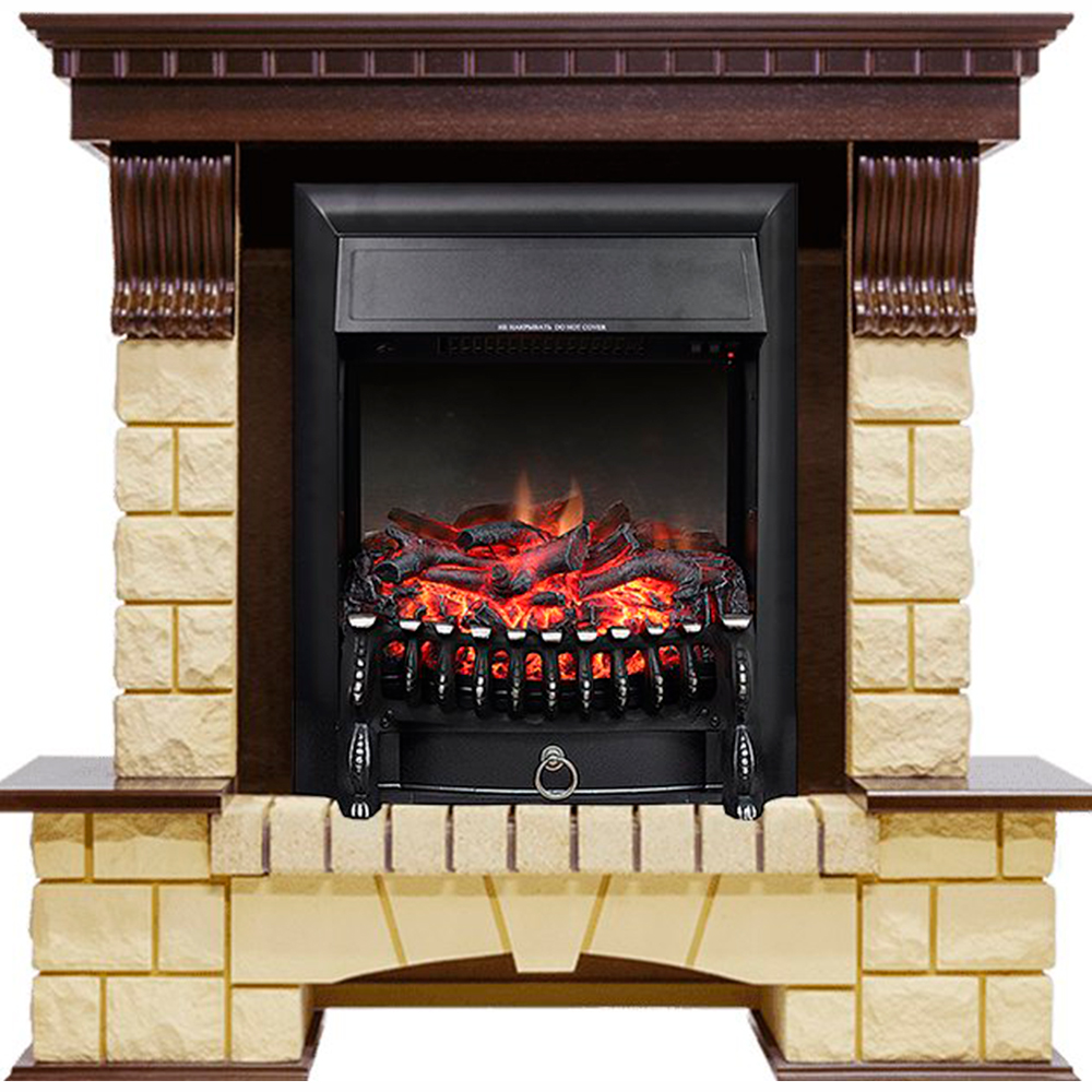 Каминокомплект Royal Flame  Pierre Luxe - Темный дуб / Шампань с очагом Fobos FX Black