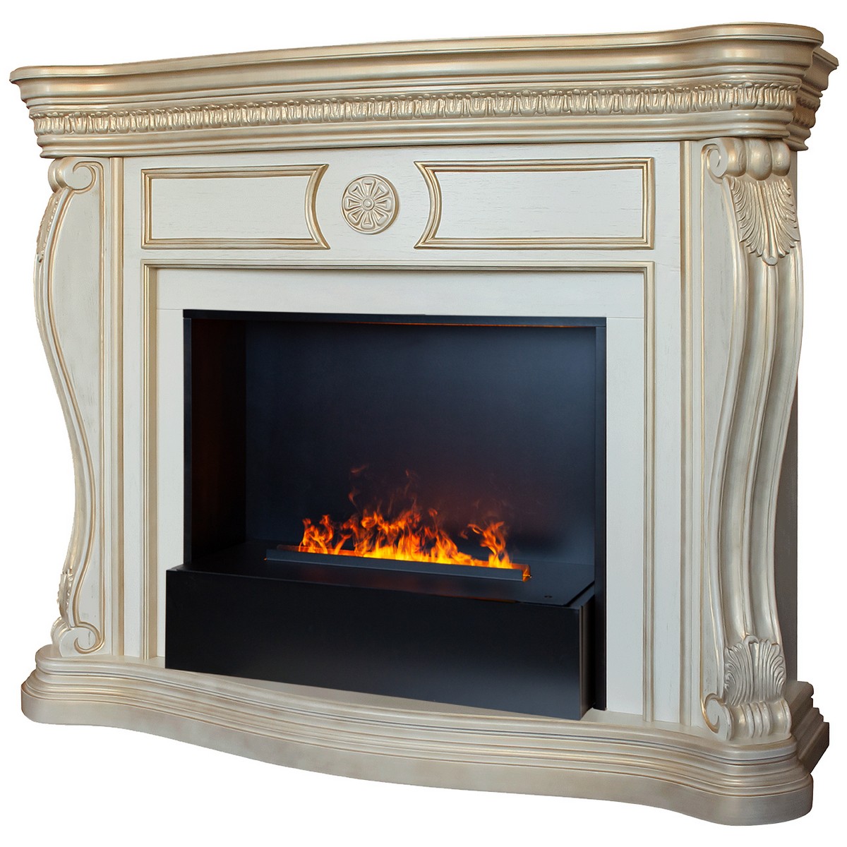 Электрокамин RealFlame  Barcelona 33 WT с очагом 3D Cassette 630 Black Panel