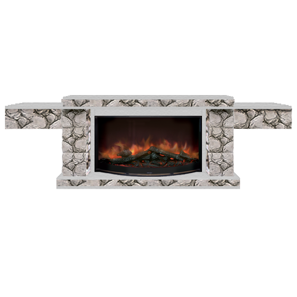 Каминокомплект Glenrich Тауэр Rondo S86 камень карелия, шпон беленый дуб