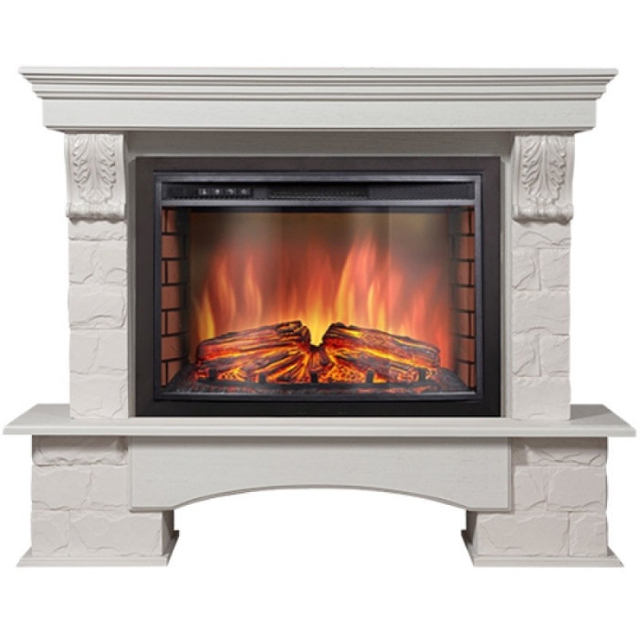 Каминокомплект Electrolux Forte 26/30S с очагом EFP/P-3020LS камень белый, шпон беленый дуб