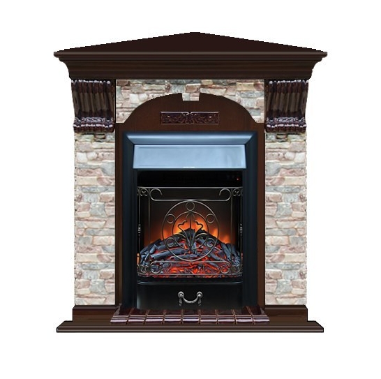 Каминокомплект Glenrich арочный угловой (Magestic black) дуб