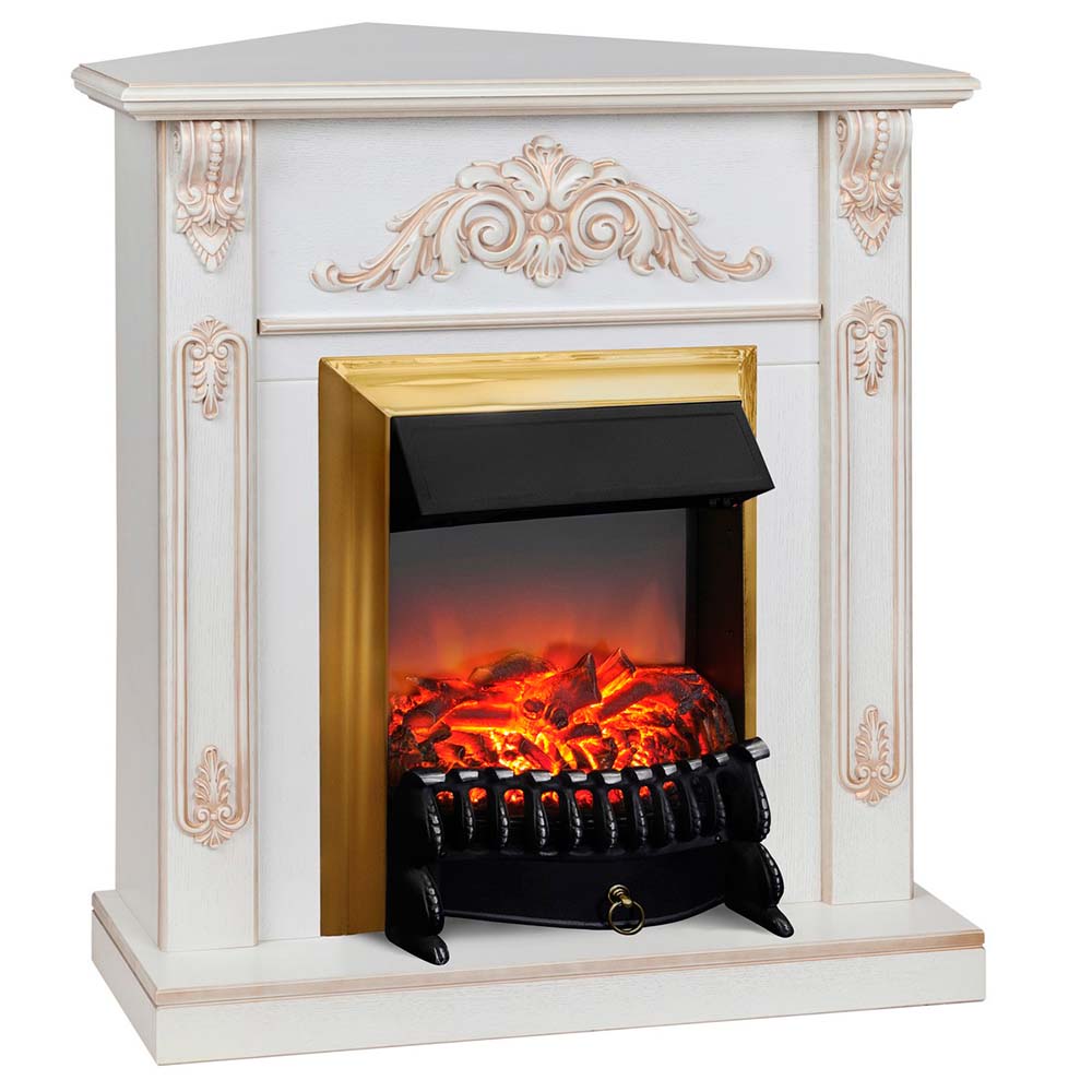 Электрокамин RealFlame  Anita Corner WT с очагом Fobos Lux Brass