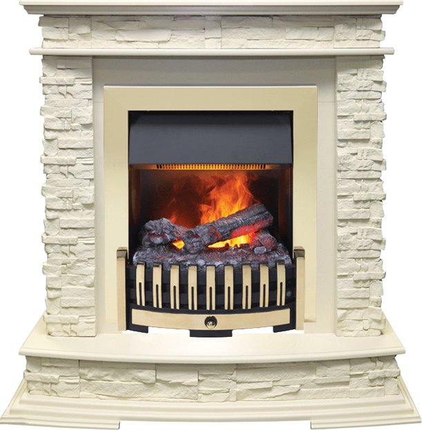 Каминокомплект Dimplex Luzern - Слоновая кость с очагом Danville Brass FB2