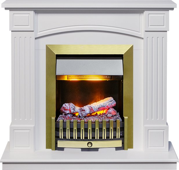 Каминокомплект Dimplex Boston - Белый (Высота 925см) с очагом Danville Antique Brass FB2