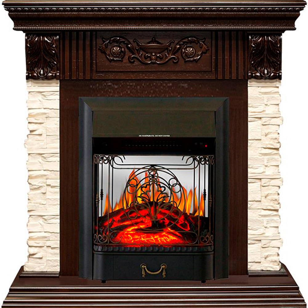 Каминокомплект Royal Flame  Luxemburg (каменный) - Сланец/Темный дуб с очагом Majestic FX M Black