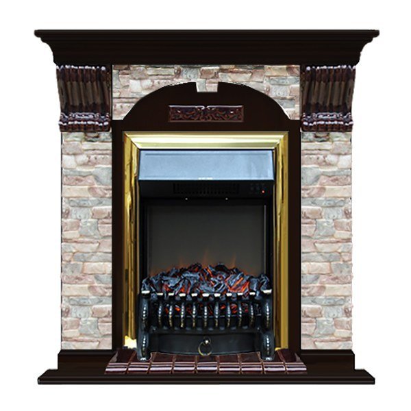 Каминокомплект Glenrich Арочный Грот цветной (Fobos brass) венге