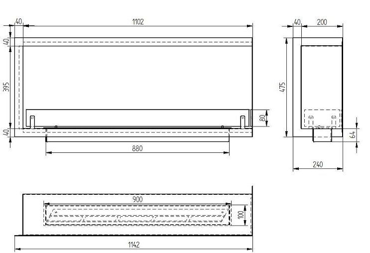 Биокамин угловой Zefire Standart 1100