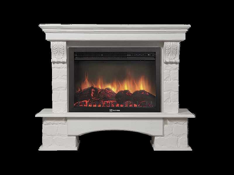 Портал Firelight Forte 30S камень белый, шпон белёный дуб