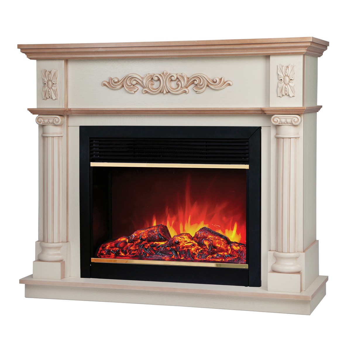 Электрокамин RealFlame  Silvia 26 WT-619B с очагом Moonblaze Deluxe Brass