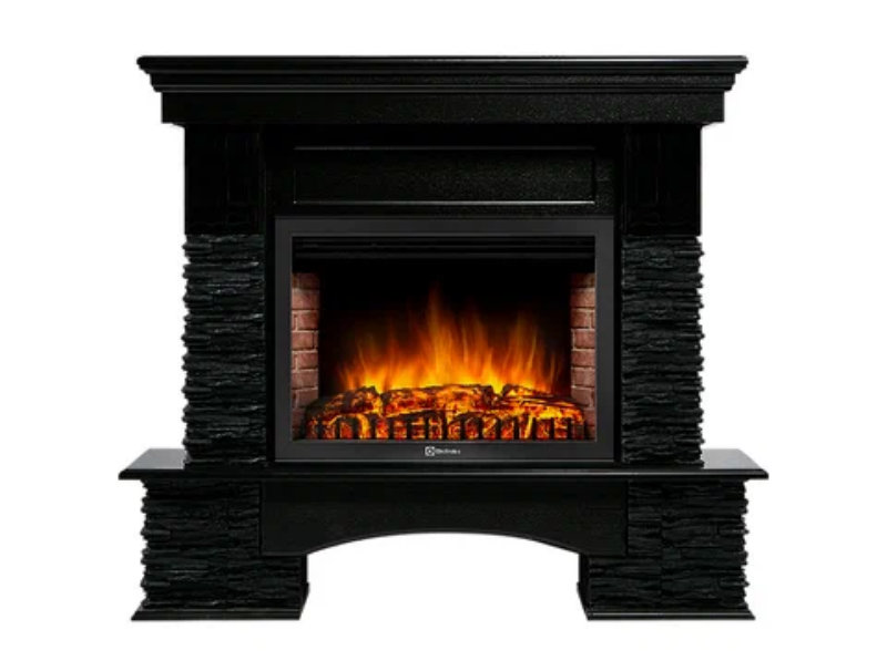 Каминокомплект Electrolux Pietra Nuovo 30 с очагом EFP/P-3020LS камень сланец чёрный, шпон венге