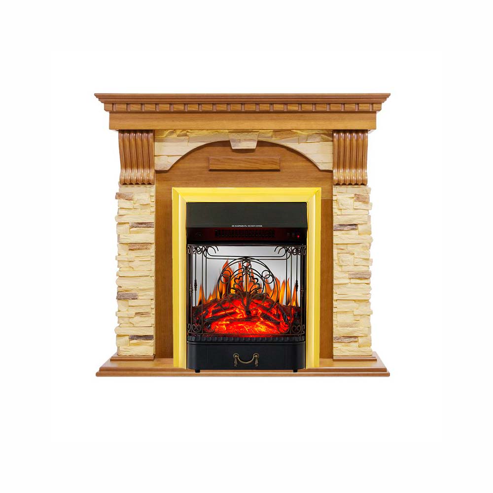 Каминокомплект Royal Flame  Dublin -  Дуб / Сланец с очагом Majestic FX M Brass