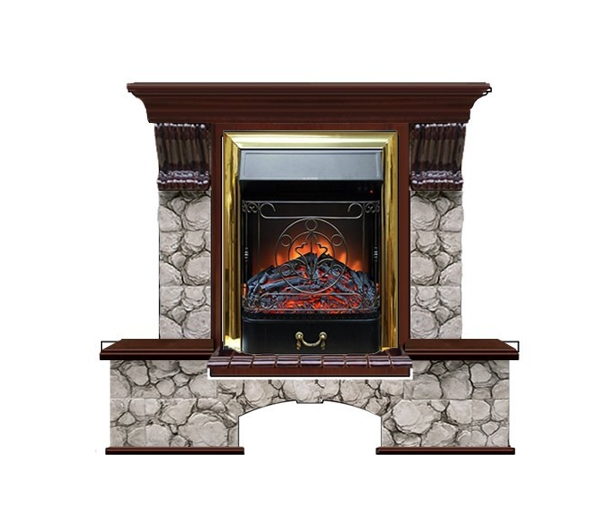 Каминокомплект Glenrich Бостон К Карелия (Magestic) красное дерево