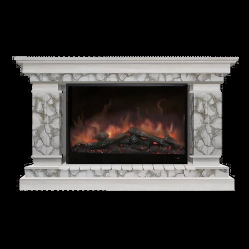 Каминокомплект Glenrich Лорд 10 Premier S10 камень Карелия, шпон беленый дуб