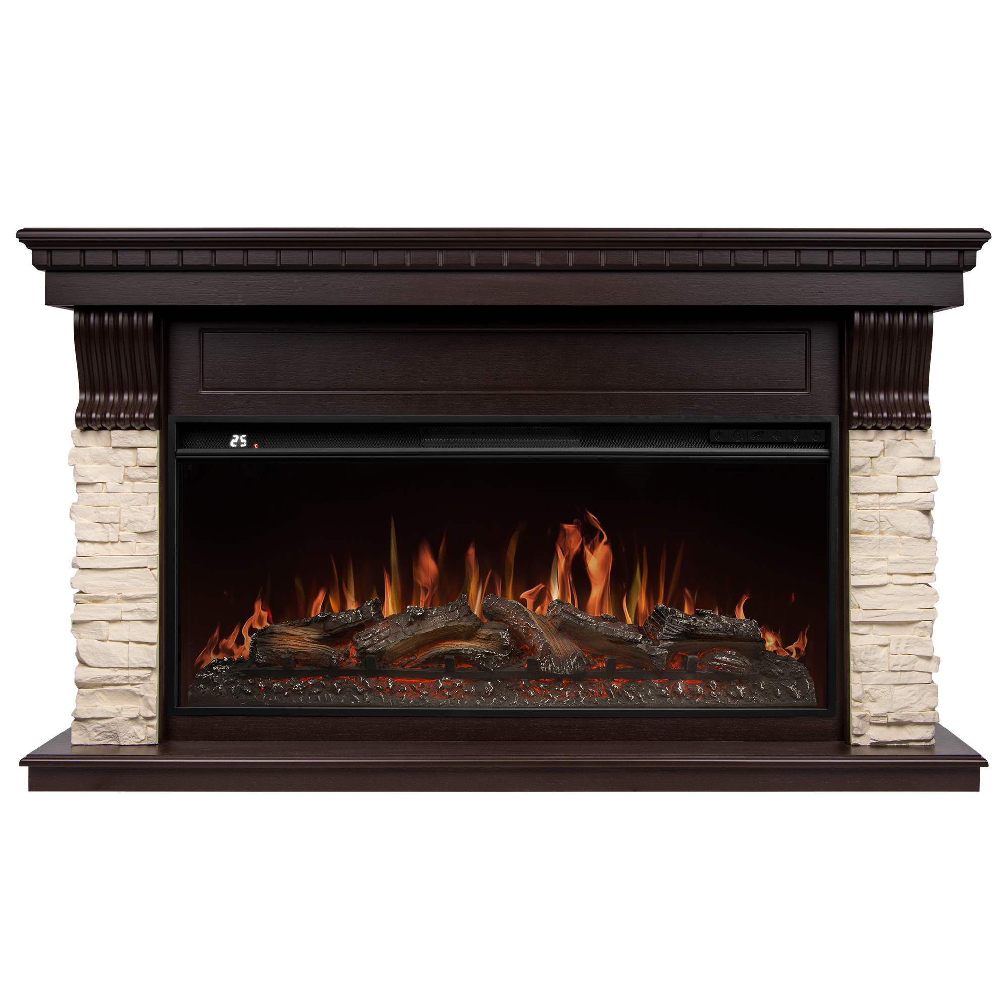 Портал Firelight Michigan 40 камень молочный, шпон темный дуб