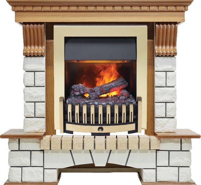 Каминокомплект Dimplex Pierre Luxe - Дуб / Белый (Высота 1020мм) с очагом Danville Brass FB2