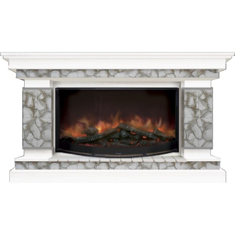 Каминокомплект Glenrich Лорд 86 (Rondo S86) карелия белый