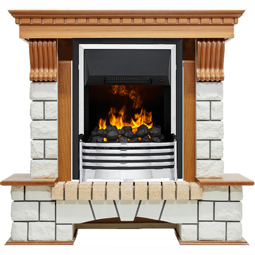 Каминокомплект Dimplex Pierre Luxe - Дуб / Белый (Высота 1020мм) с очагом Flagstaff