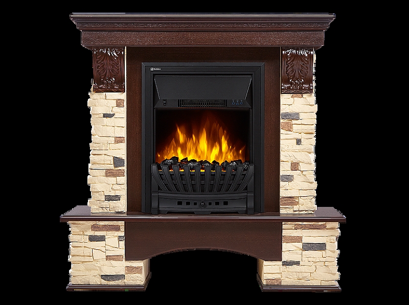 Портал Firelight Pietra Classic U (угловой) камень сланец натуральный, шпон темный дуб