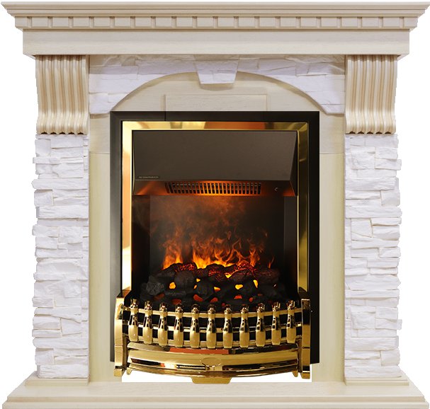 Каминокомплект Dimplex Dublin - Слоновая кость с патиной / Сланец крем с очагом Atherton