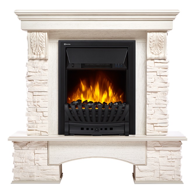 Каминокомплект Electrolux Pietra Classic с очагом Classic EFP/P-1020LS камень белый, шпон белёный дуб