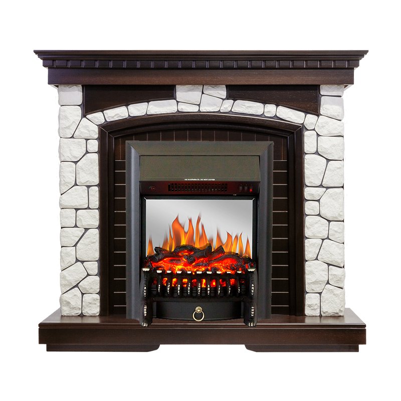 Каминокомплект Royal Flame  Glasgow - Темный дуб / Белый с очагом Fobos FX M Black