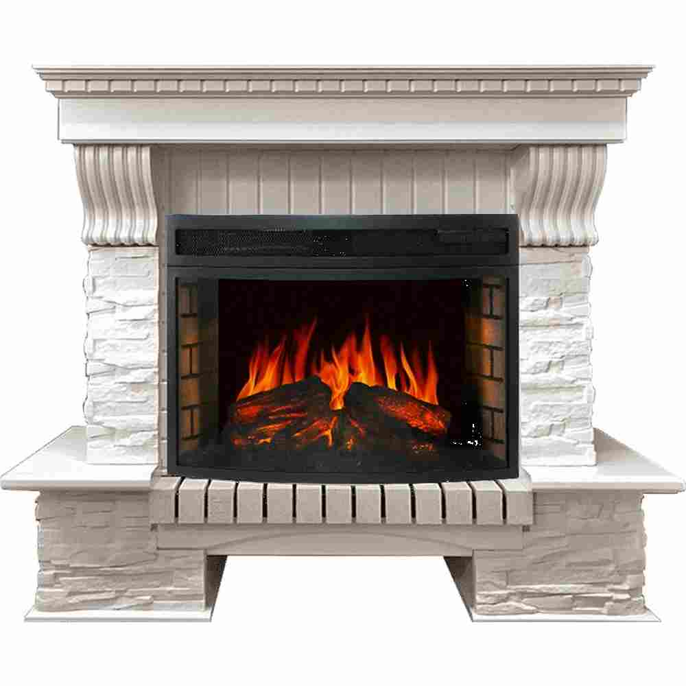 Каминокомплект Royal Flame  Pierre Luxe Белый / Сланец белый с очагом Dioramic 25 LED FX