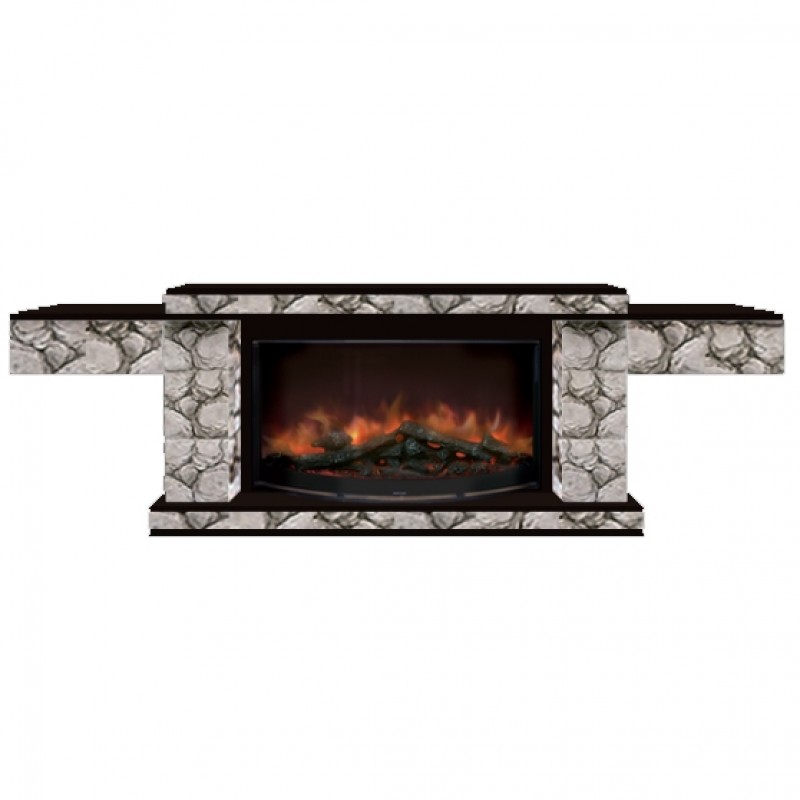 Каминокомплект Glenrich Тауэр Rondo S86 камень карелия, шпон венге