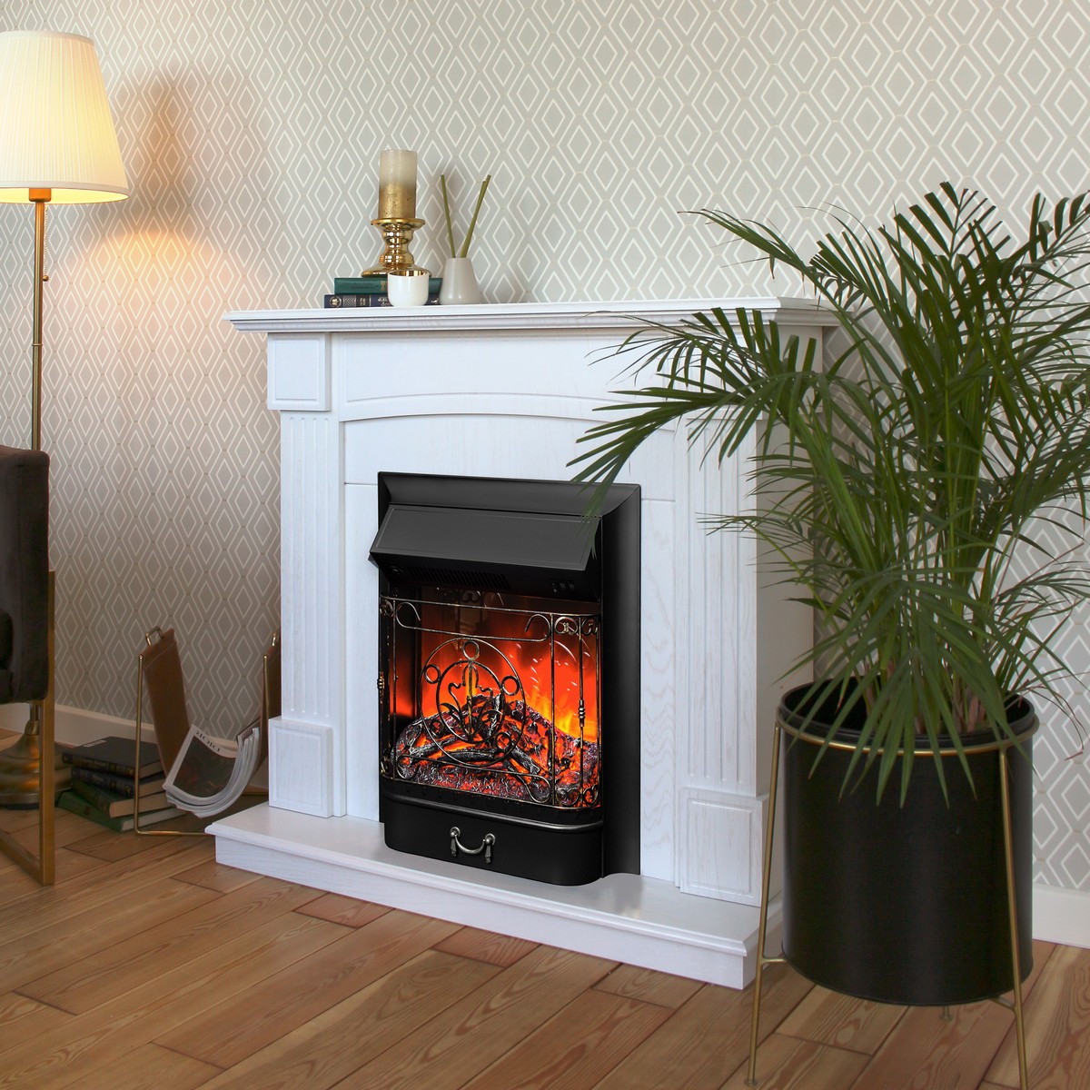 Электрокамин RealFlame Andrea WT с очагом Majestic Lux Black