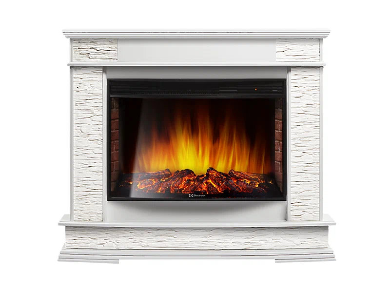 Каминокомплект Electrolux Scala 25 с очагом EFP/P-2720RLS камень сланец скалистый белый, шпон белый дуб