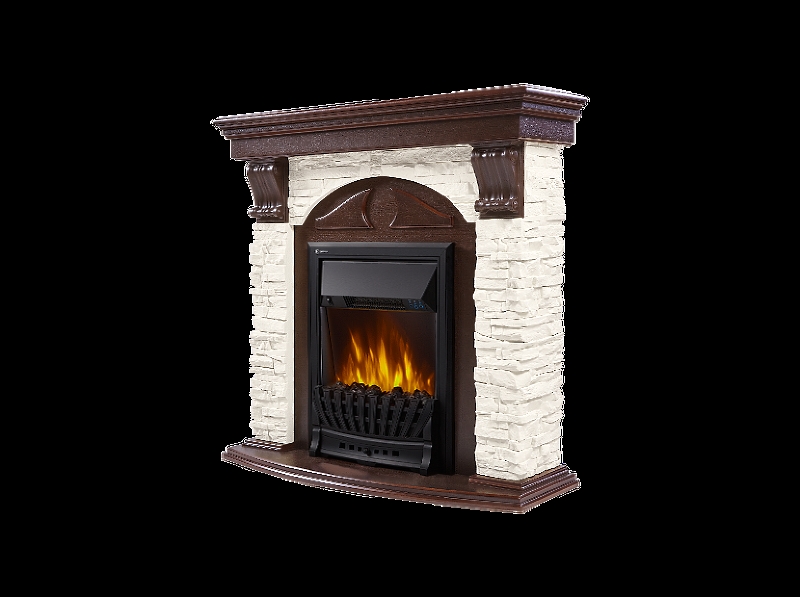 Портал Firelight Torre Classic U (угловой) камень слоновая кость, шпон темный дуб