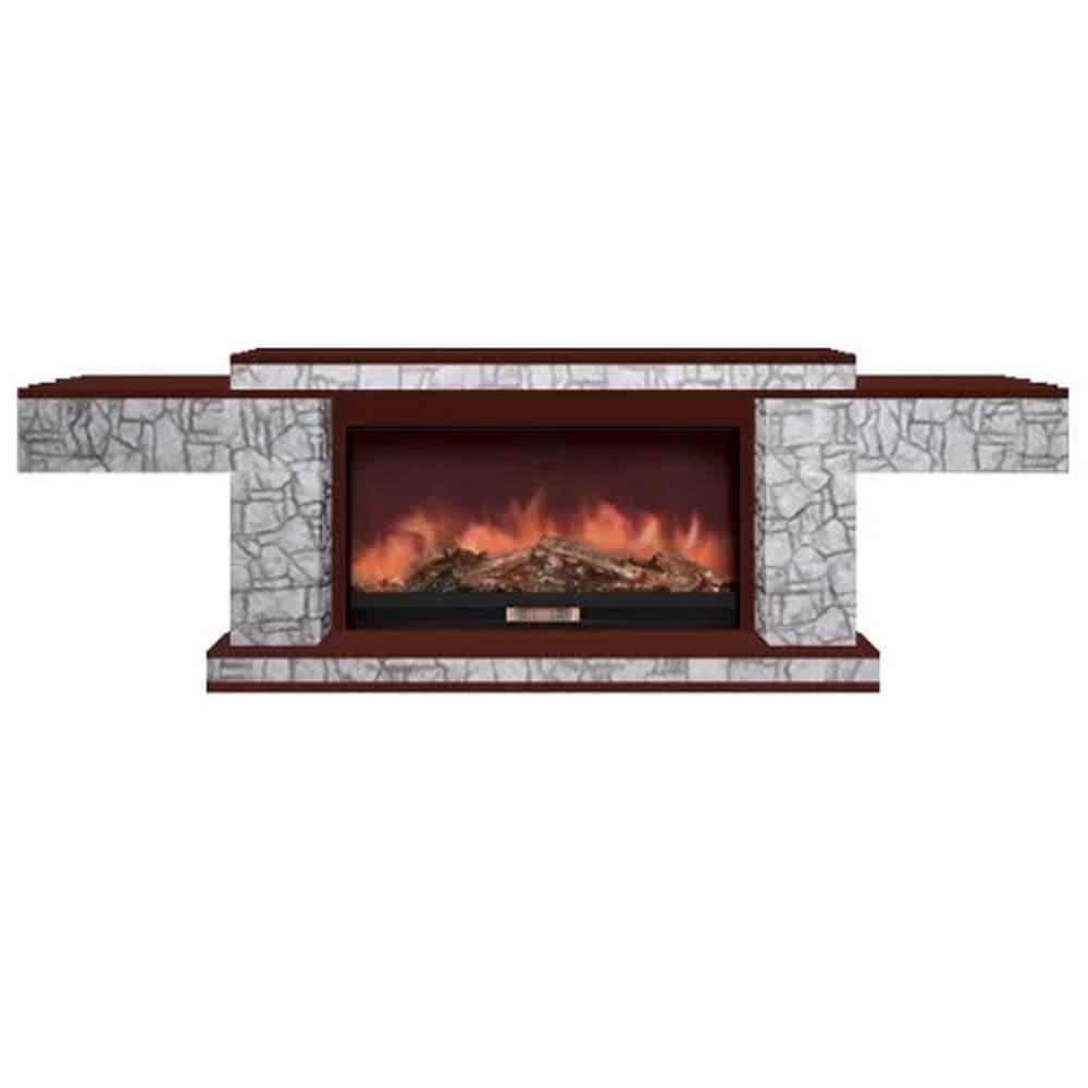 Каминокомплект Glenrich Тауэр Premier S86 камень старый город, шпон красное дерево