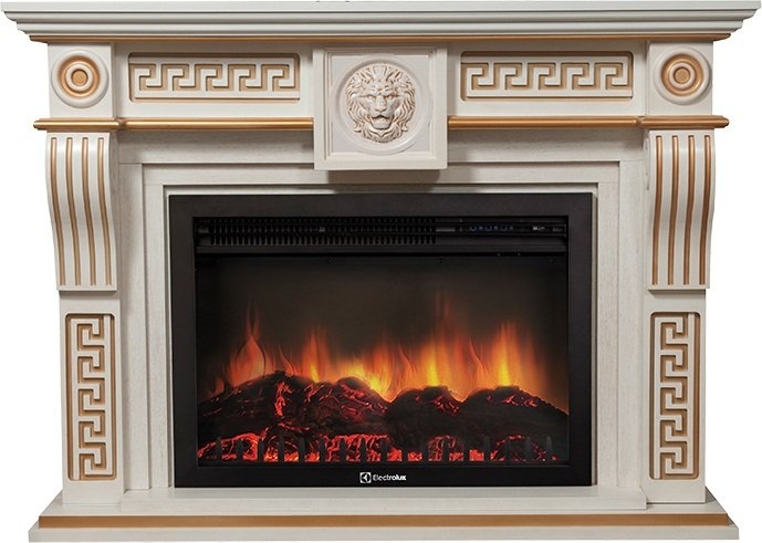 Каминокомплект Electrolux Vittoriano 30 с очагом EFP/P-3020LS белёный дуб с золотой патиной