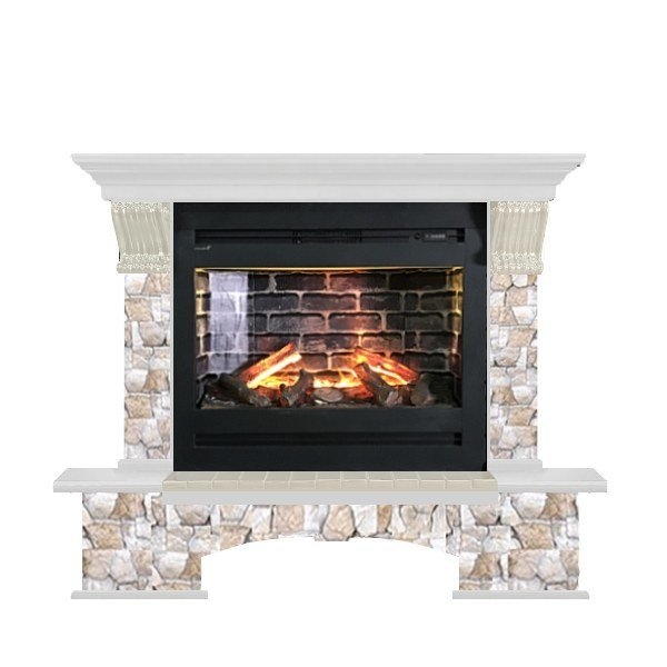 Каминокомплект Glenrich Бостон Rumba 3D белый шпон