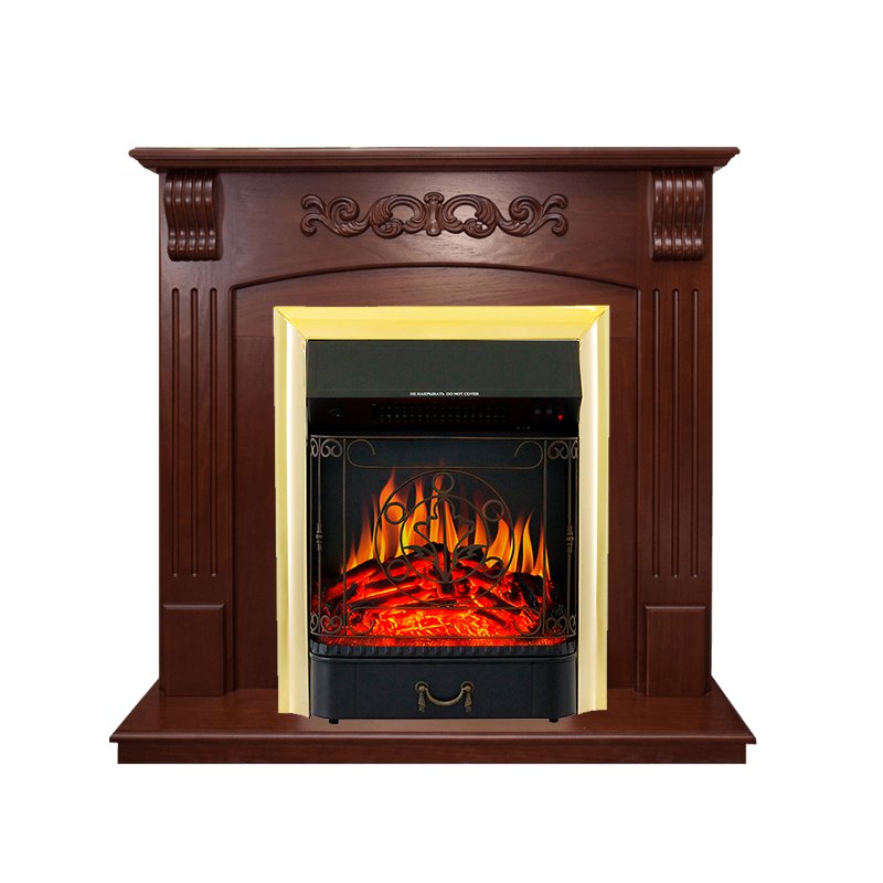 Каминокомплект Royal Flame  Sorrento угловой - Орех с очагом Majestic FX Brass