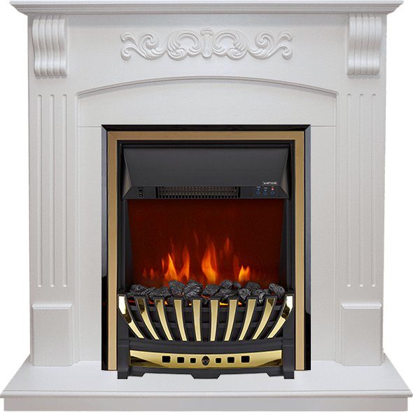 Каминокомплект Royal Flame  Sorrento угловой - Белый дуб с очагом Aspen Gold