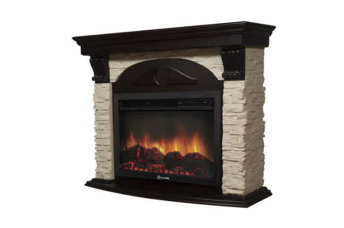 Каминокомплект Electrolux Torre 26/30S с очагом EFP/P-2620RLS камень слоновая кость, шпон венге