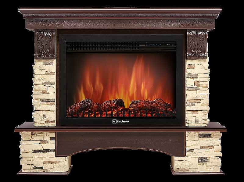 Портал Firelight Pietra 30S камень сланец натуральный, шпон темный дуб