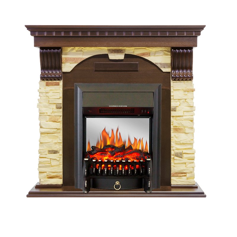 Каминокомплект Royal Flame  Dublin угловой - Темный дуб / Сланец с очагом Fobos FX M Black