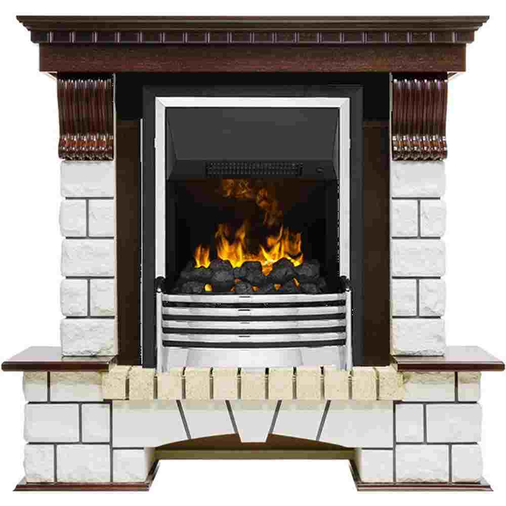 Каминокомплект Dimplex Pierre Luxe - Темный дуб / Белый (Высота 1050мм) с очагом Flagstaff