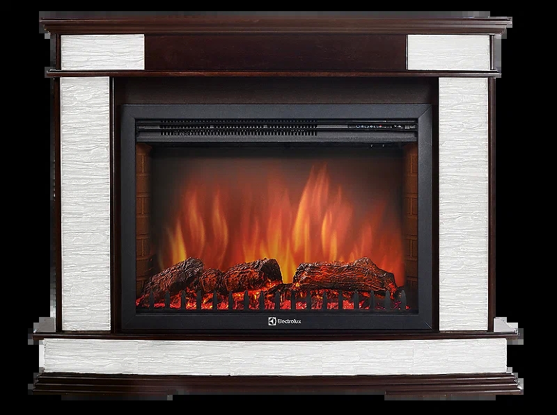 Каминокомплект Electrolux Scala 25 с очагом EFP/P-2520LS камень сланец скалистый белый, шпон тёмный дуб