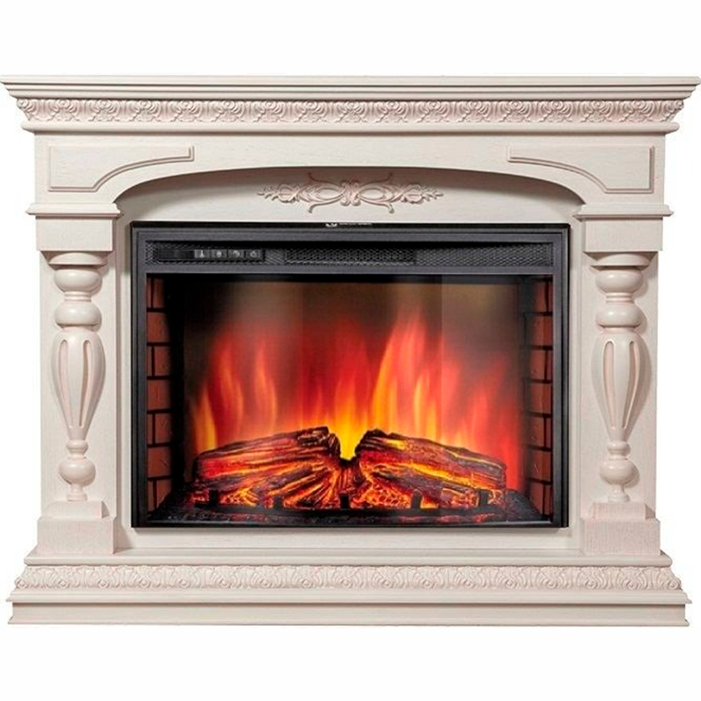 Каминокомплект Electrolux Perfetto R 26/30 с очагом EFP/P-3020LS шпон беленый дуб с платиновой патиной