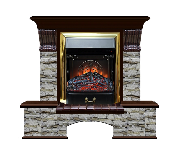 Каминокомплект Glenrich Бостон К Алтай (Magestic brass) венге