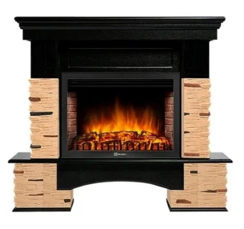 Каминокомплект Electrolux Pietra 30S с очагом EFP/P-3020LS камень сланец натуральный, шпон темный дуб